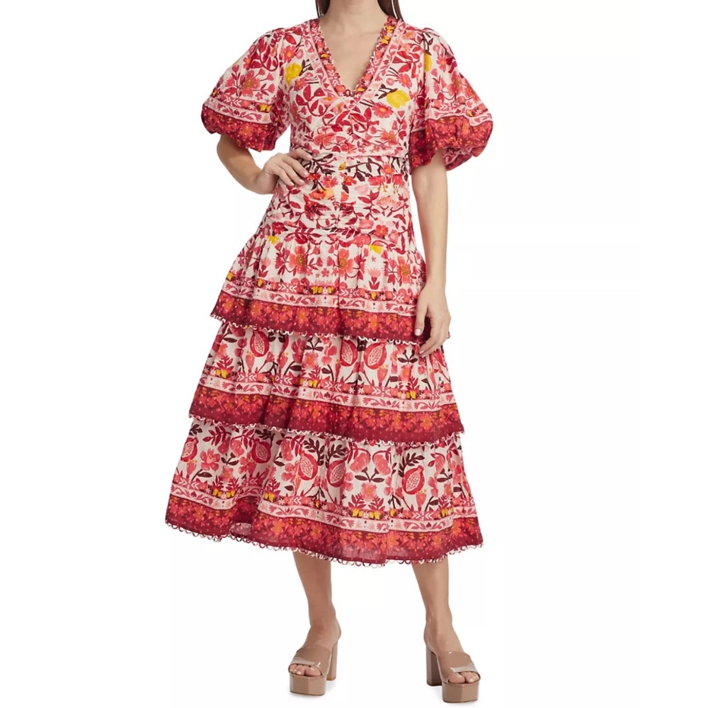 NWT | FARM Rio  Romantic Orchard Tiered Midi-Dress | Size Small